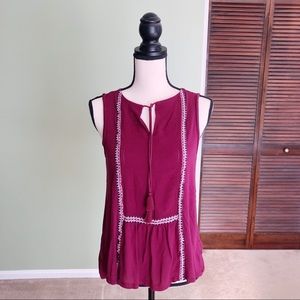 $6 w/bundle Loft Maroon Romantic Top Size Small